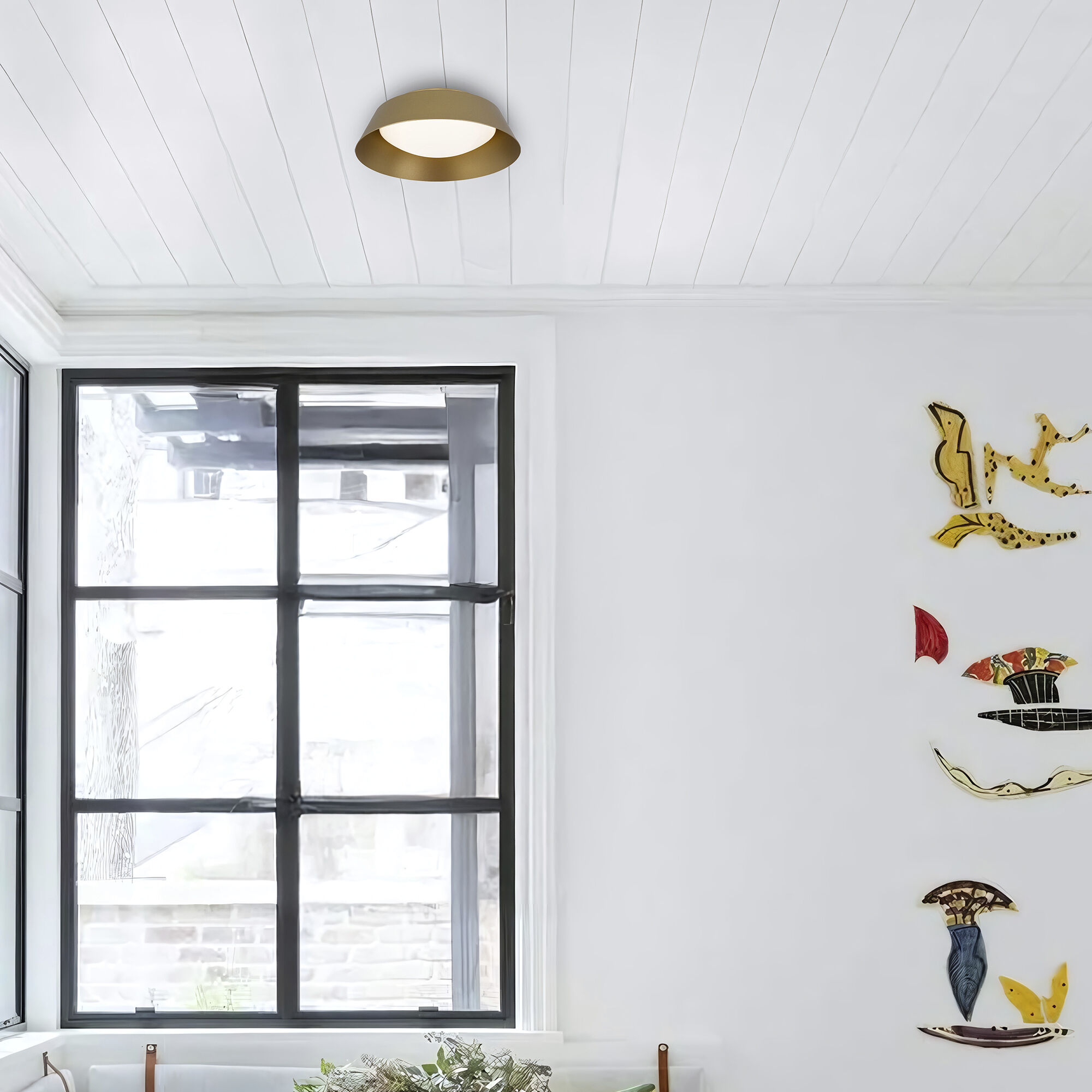 Pez LED 11 inch Painted Brass Outdoor Flush Mount